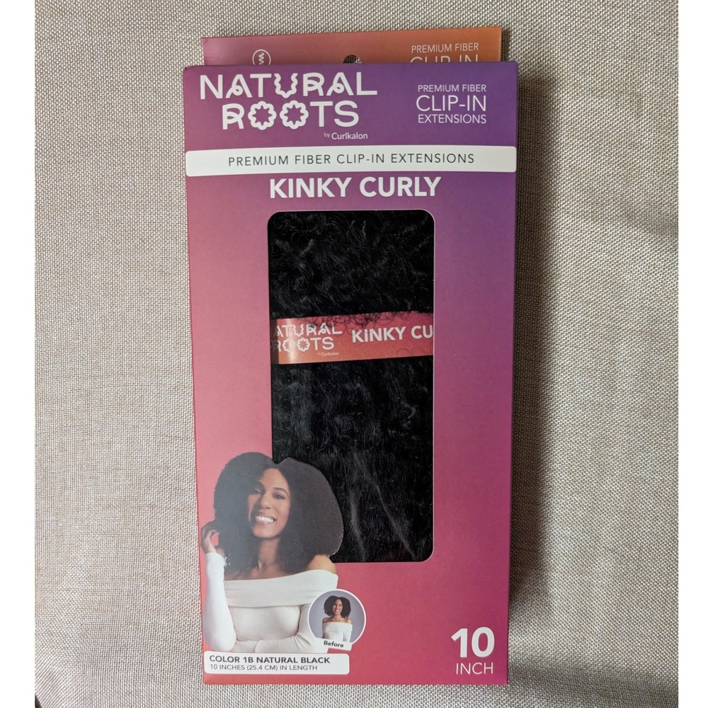 Natural Roots Hair Extensions Womens 10in Black NWT Kinky Curly Clip-In 9pc Set - Picture 2 of 4